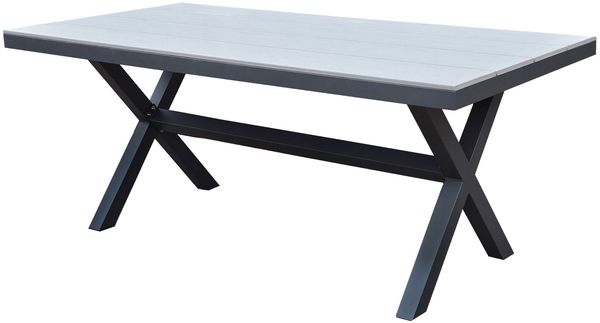 osoltus Gartentisch X Leg Aluminium Kunststoffholz 180 x 90 cm Ash Grey