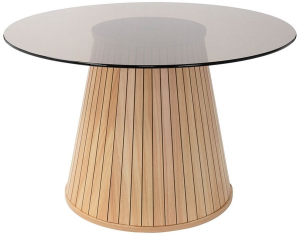 ML-DESIGN Couchtisch Beistelltisch mit Stauraum Kaffeetisch Wohnzimmertisch Rund für Tee, Sofatisch mit Glasplatte 80 x 80 x 50 cm Holz-Optik ideal für Wohnzimmer