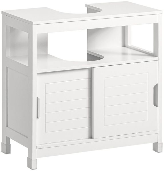 SoBuy FRG128-II-W Waschbeckenunterschrank, MDF, Lackiert, Weiß, 60 x 60 x 30 cm
