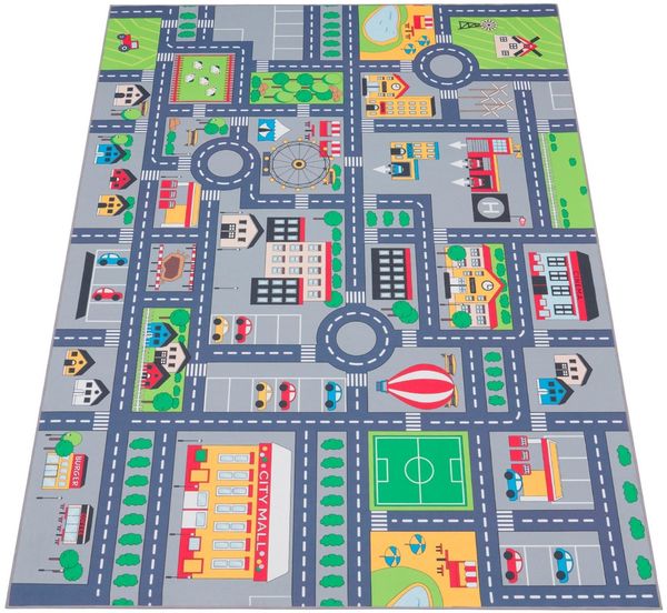 Paco Home Kinderteppich Bino 576, rechteckig, Höhe: 4 mm, Kurzflor, Straßen-Spiel-Teppich, Kinderzimmer