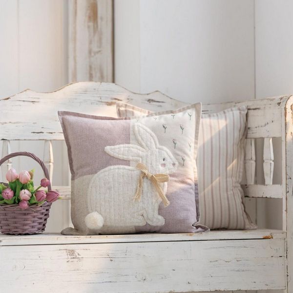 Home-trends24. de Kissenhülle Kuschel Hase Ostern Deko Kissenhülle Kissenbezug 45x45xcm