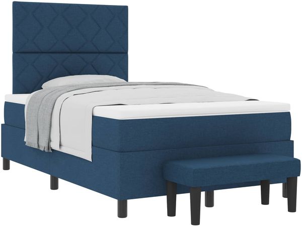 vidaXL Boxspringbett mit Kissen mit Kopfteil Blau 120 x 190 cm Stoff 3344134 Bild 2
