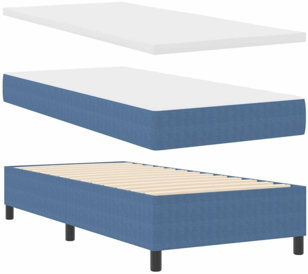 vidaXL Boxspringbett Blau und Weiß 203 x 90 x 60 cm Cordstoff 3337445 Bild 4