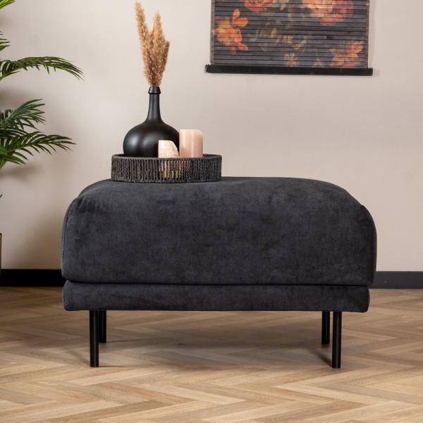 Bronx71 Design Hocker Denver Stoff rechteckig schwarz