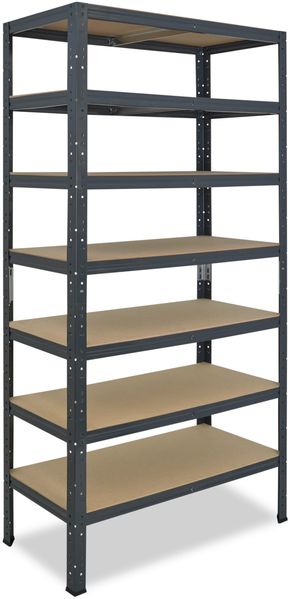 shelfplaza HOME 230x70x23 cm Schwerlastregal in anthrazit mit 7 Böden und 125 kg Traglast pro Boden
