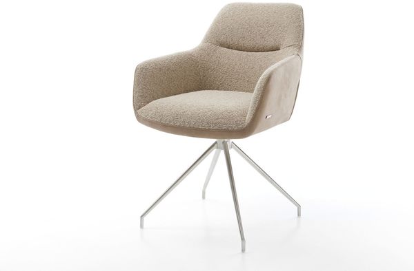 Drehstuhl Pejo-Flex Materialmix Schlamm Kreuzgestell konisch Edelstahl 180° drehbar Taschenfederkern