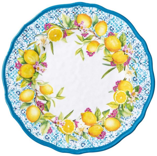 EasyLife Kombiservice Ischia, Melamin, Spülmaschinengeeignet, Mehrfarbig, Zitronen, H: 1.5cm