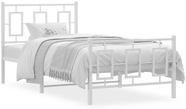 vidaXL Bettgestell mit Kopf- und Fußteil Metall Weiß 90x200 cm 374301 Bild 2