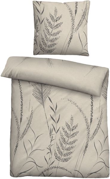 biberna Melange-Flanell Bettwäsche 0840518 GRAESER, kitt, 1x 135x200 cm + 1x 80x80 cm
