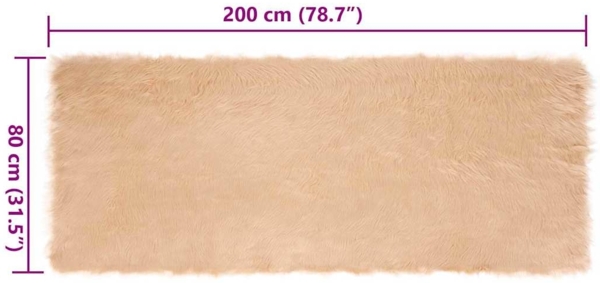 vidaXL Kunstschaffell Teppich Beige 80 x 200 cm Polyester 42021479 Bild 7