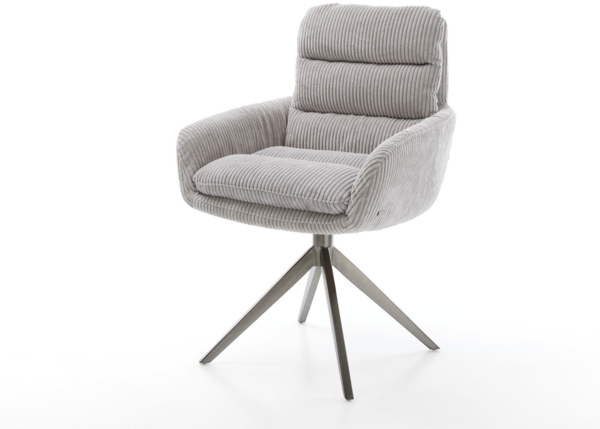 Drehstuhl Abelia-Flex mit Armlehnen Cord Silbergrau Kreuzgestell breit Graphit 360° drehbar Wippfunktion