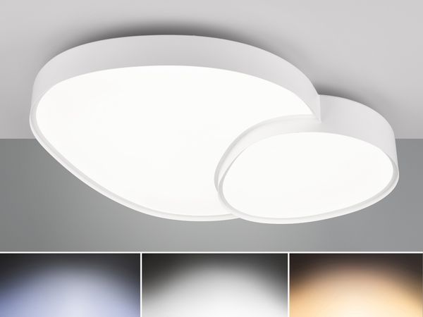 Große LED Deckenleuchte RISE mit Fernbedienung Weiß, Breite 77cm