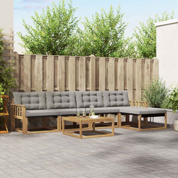 vidaXL Outdoor-Sofagarnitur 6 pcs Weiß und Hellgrau 3388609
