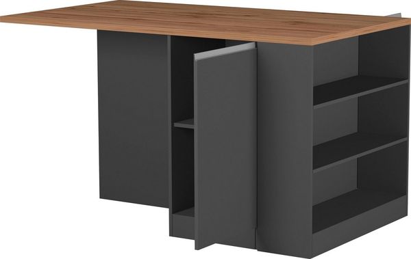 KOCHSTATION Kücheninsel KS-Sole, Breite 160 cm, 2 Türen, 4 offene Fächer