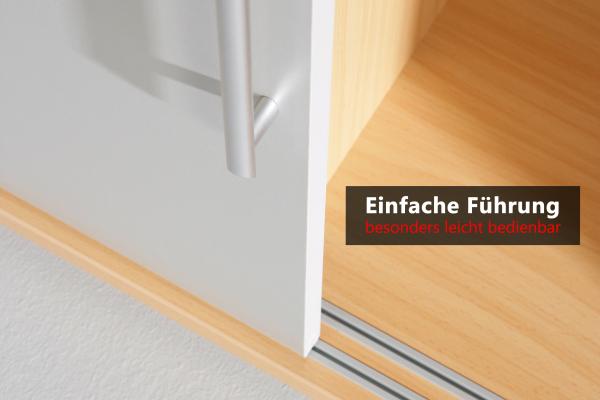 bümö® Schiebetürenschrank 3 OH abschließbar in grau mit Bogengriffen Bild 3