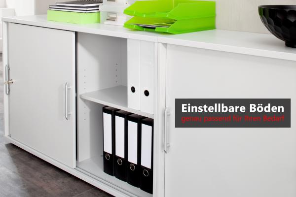 bümö® Schiebetürenschrank 3 OH abschließbar in grau mit Bogengriffen Bild 8