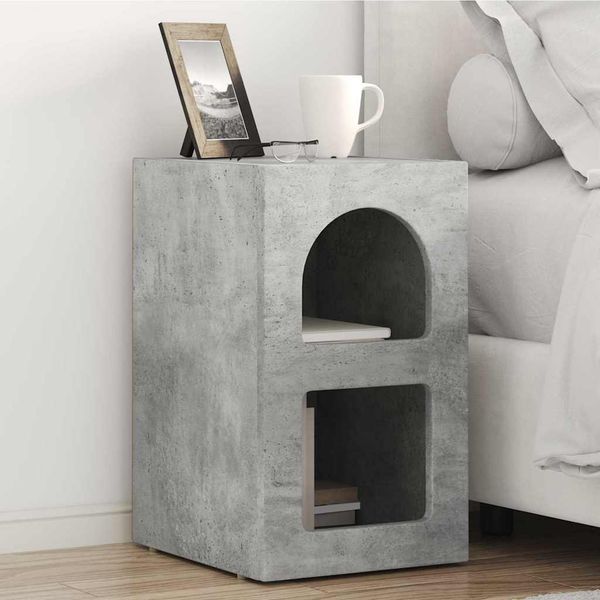 vidaXL Nachttisch ELST 2 Stk. Beton Grau 29,5 x 33,5 x 50 cm 891231