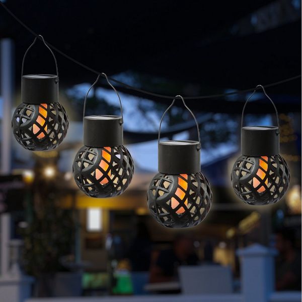 MARELIDA LED Solarleuchte LED Solar Hängeleuchten Feuerball Kugelleuchte mit Flammeneffekt 4St, LED Classic, amber