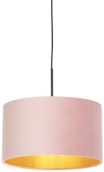 Qazqa Pendelleuchte Combi, ohne Leuchtmittel, E27, Rosa, Landhaus / Rustikal, Textil, 1-flammig