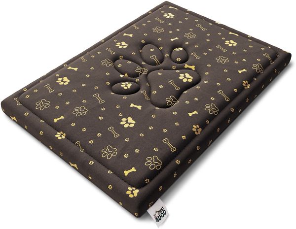 FDM PUDDY wasserdichtes Hundebett 70x60x5 cm Polyurethanschaum mit waschbarem Bezug Braun/Gold