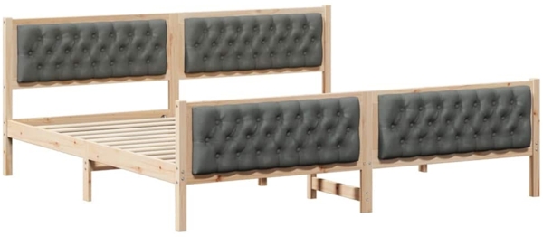 vidaXL Bettrahmen Dunkelgrau 200 x 200 cm Massives Kiefernholz 3394269 Bild 1