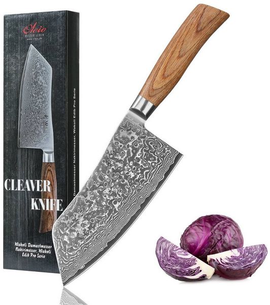 Wakoli Asiamesser EDIB Pro Damast Chai Dao I Küchenmesser Kochmesser I 17cm Klinge, 67 Lagen Damaststahl, VG-10 Stahlkern