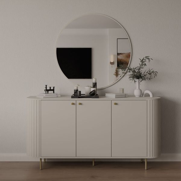 Ovalio Sideboard Typ 830 Kommode 164 cm Wohnzimmer Esszimmer Anrichte Modern Farbwahl Sandbeige, Cremona-Eiche und Dunin-Eiche