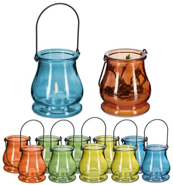Relaxdays Glas Windlicht im 12er Set