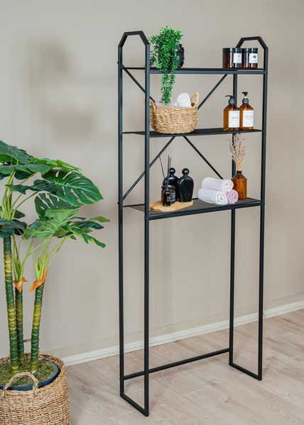 Regal über der Waschmaschine 25 x 65 cm Metall Schwarz 90729839 [en. casa]