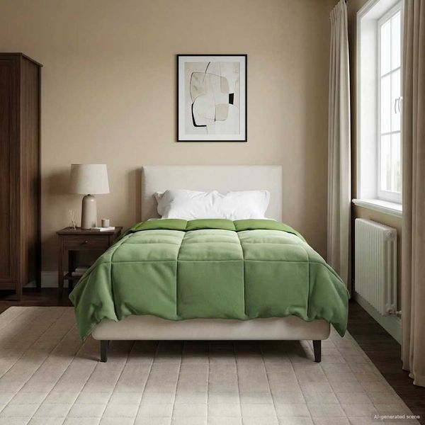 vidaXL Ganzjahresbettdecke Gepolstert Grün 140 x 200 cm Mikrofaser 42026038