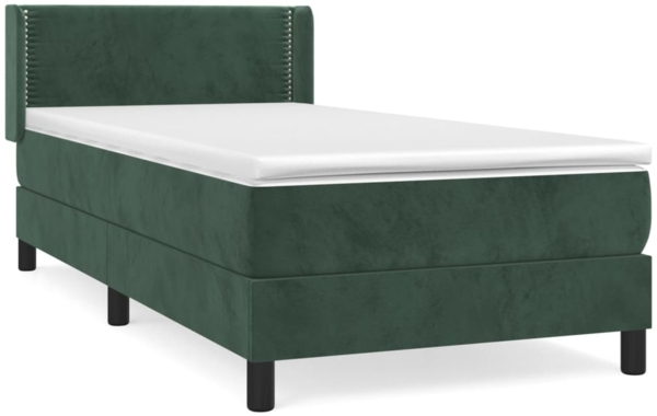 vidaXL Boxspringbett mit Matratze Dunkelgrün 100x200 cm Samt 3130886