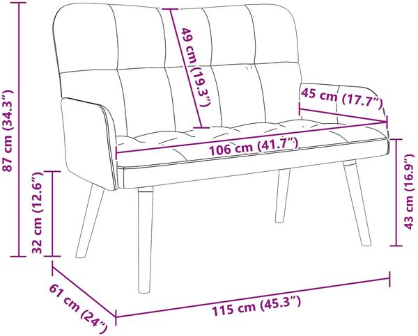 vidaXL Zweisitzer Sofa Blau 115 x 61 x 87 cm Samt 42028948 Bild 9