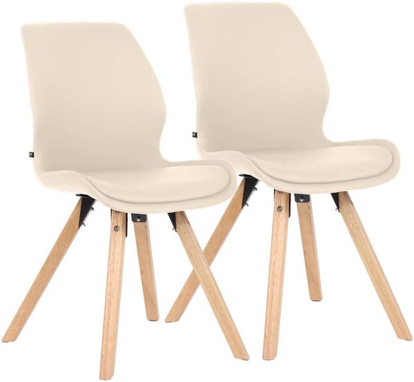 CLP Esszimmerstuhl 2er Set gepolstert Luna, moderner Polsterstuhl mit Rückenlehne,creme Kunstleder