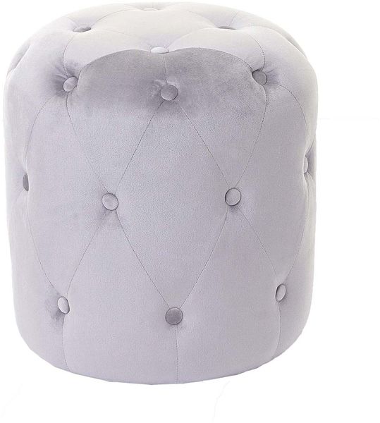 Hocker HWC-D22, Sitzhocker Ottomane, 42x39cm MVG-zertifiziert ~ Samt hellgrau