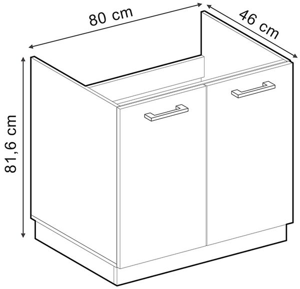 Spülenunterschrank R-Line Blau-Grau 80 cm , AP Anthrazit Vicco Bild 3