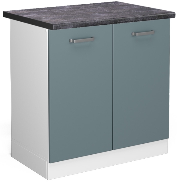 Spülenunterschrank R-Line Blau-Grau 80 cm , AP Anthrazit Vicco