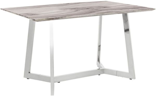 loft24 Esstisch Tiesto, in Marmoroptik, Chrom Gestell, Hochglanz, 120 cm