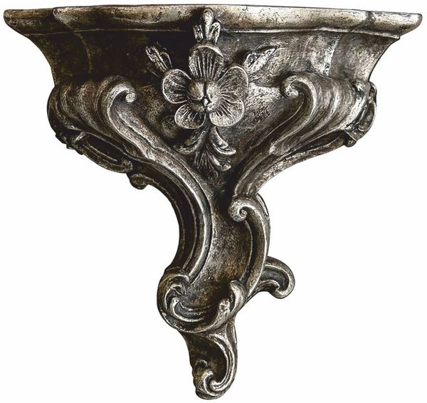 Casa Padrino Luxus Barock Wandkonsole Antik Silber / Schwarz H. 23 cm - Made in Italy