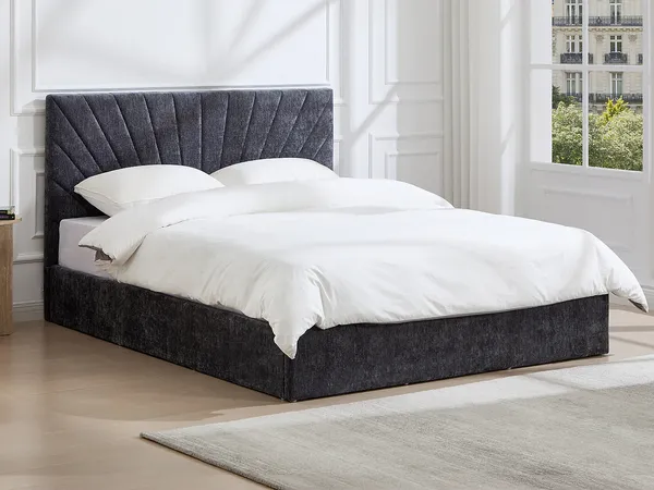 Vente-unique - RIBIOLA Bett Stoff Grau - B 213 cm x H 110 cm x L 168 cm