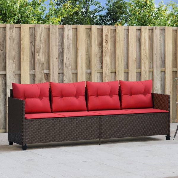 vidaXL Sonnenliege mit Kissen Braun Poly Rattan 368332