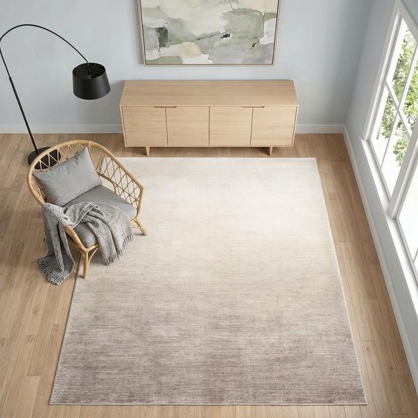 IDIMEX Teppich OMBRE, Wohnzimmerteppich 160x230cm Kurzflor, waschbar mit Ombre-Design braun