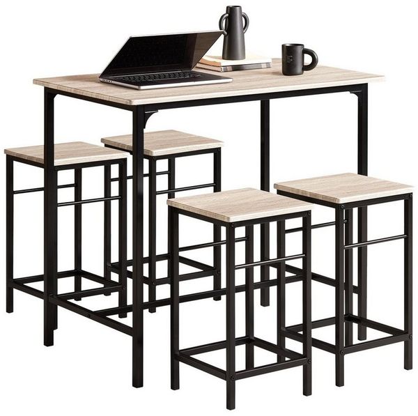 SoBuy® OGT11-N Bartisch Set 5-teilig Esstisch Bistrotisch mit 4 Stühlen Sitzgruppe