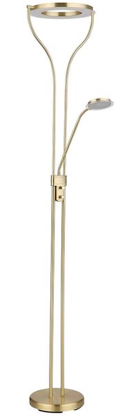 LED Deckenfluter, Messing, Dimmer, Lesespot, H 194 cm