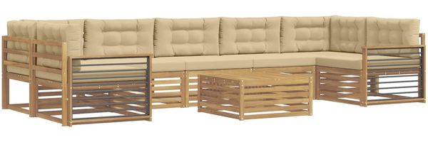 vidaXL Outdoor-Sofagarnitur 8 pcs Weiß und Beige Massivholz Akazie 3390218 Bild 2