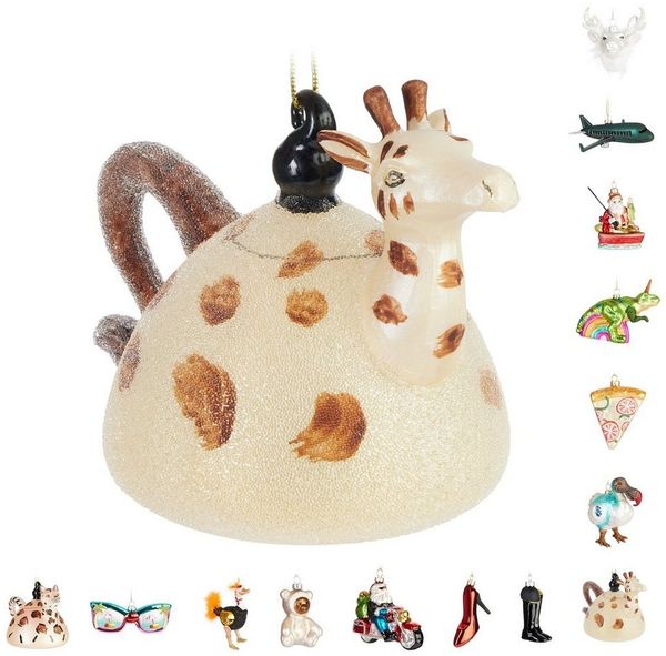 BRUBAKER Weihnachtsbaumkugel Lustige Weihnachtskugel aus Glas - Handbemalt und Mundgeblasen Figuren (1 St), Christbaumschmuck Weihnachtsdeko Anhänger - Deko