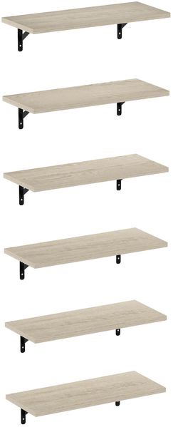 Furinno Rossi Wandregale Set von 6, 46 cm Wandregal, schwebendes Regal, wandmontierte Regale, für Badezimmer, Schlafzimmer, Wohnzimmer, Metropolitan Pine