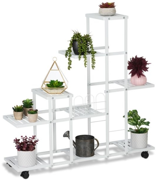 Weißer Blumenständer mit Rollen 10047174