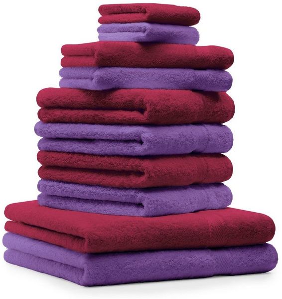 Betz Handtuch Set 10-TLG. Premium Farbe Dunkelrot & Lila, 100% Baumwolle (10-St)