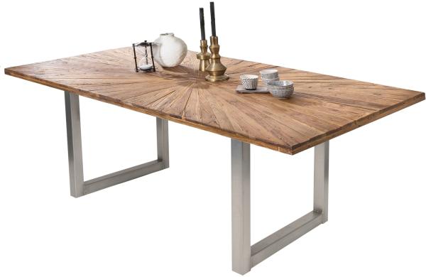 Tisch Tables & Co. Teak und Metall 240 x 100 x 75cm Kufengestell Silber