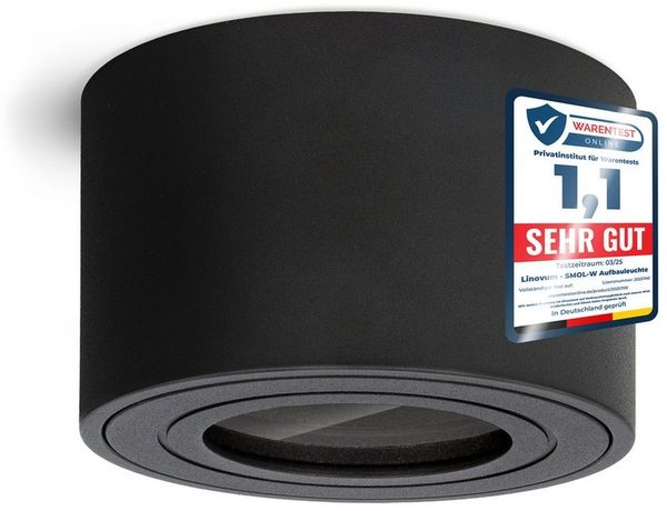 linovum LED Außen-Deckenleuchte Aufbauleuchte SMOL-W schwarz für LED Modul IP44 Deckenlampe Spot